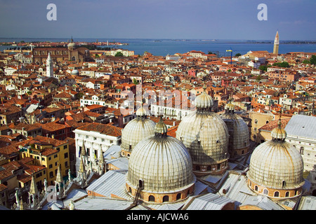 View of Venice with the domes of Basilica San Marco in the foreground Venice Italy Stock Photo