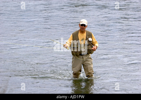 Fly fishing on the Henrys Fork of the Snake River in southeastern Idaho Stock Photo