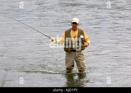 Fly fishing on the Henrys Fork of the Snake River in southeastern Idaho Stock Photo