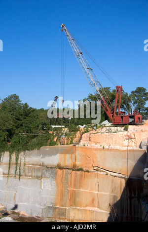 Crane used for lifting blocks of granite at a quarry in Elberton Georgia Stock Photo