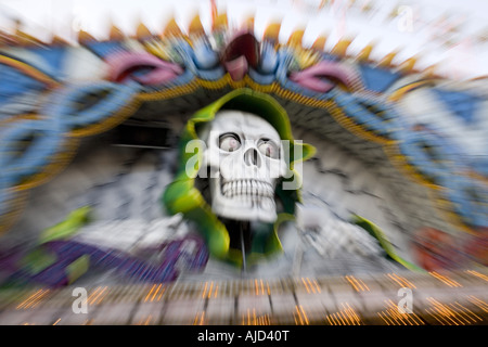 skull of a haunted house on the Cranger fair, Germany, Ruhr Area, Herne Stock Photo
