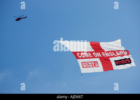 News of the World flag flown over London on the day of the Rugby World Cup Final 20th October 2007 Stock Photo
