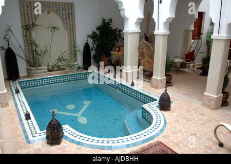 Interior of renovated riad in the Medina of Marrakesh Morocco Stock Photo