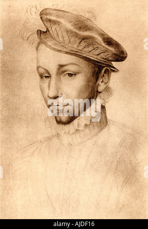 Charles IX, 1550 -1574.  King of France. From an engraving after a drawing by an unknown artist. Stock Photo