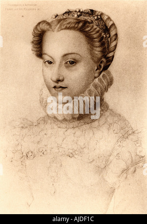 Elisabeth of Austria, 1554 1592. Queen of France  as the wife of King Charles IX, daughter of Emperor Maximilian II and Mary of Austria. Stock Photo