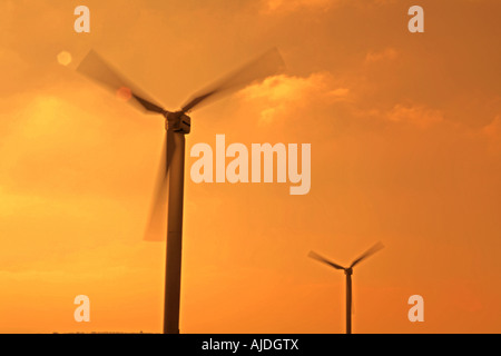 Wind turbines at Delabole Wind Farm Cornwall UK Stock Photo