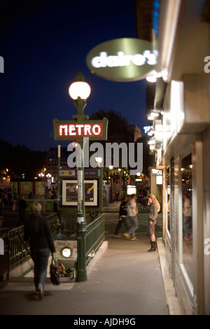 Hotel de Ville metro station entrance in the evening Stock Photo