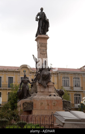 Statue of Pedro Domingo Murillo in the Plaza Murillo, La Paz, Bolivia Stock Photo