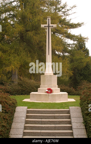 The Cross of Sacrifice in the St Symphorien Military Cemetery Mons Belgium Stock Photo