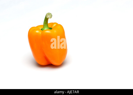 a orange bell pepper isolated on white Stock Photo