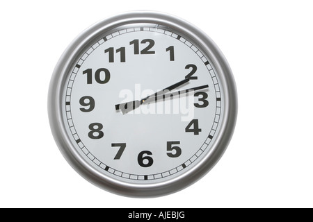 aluminum wall clock isolated on white with clipping path Stock Photo