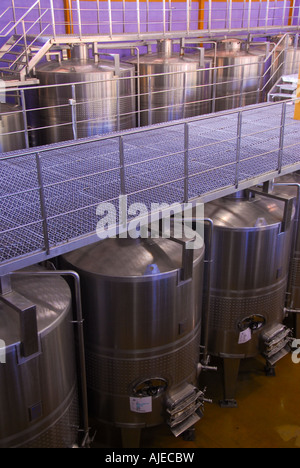 chile, chilean, countryside, Colchagua Valley, traditional wine valley, wine making facilities, fermenting vats, grated walkway, Stock Photo