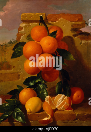 ORANGES a still life painting by A Mansaque 1863 at Anglesey Abbey Cambridgeshire Stock Photo