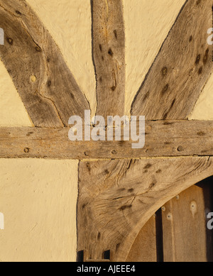 Medieval timber frame detail at Alfriston Clergy House East Sussex Stock Photo