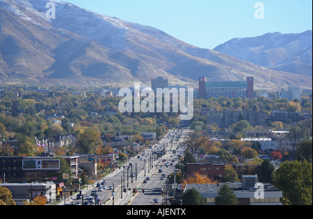 200 South Street leading to University of Utah Rice-Eccles Stadium in Salt Lake City  October 2007 Stock Photo