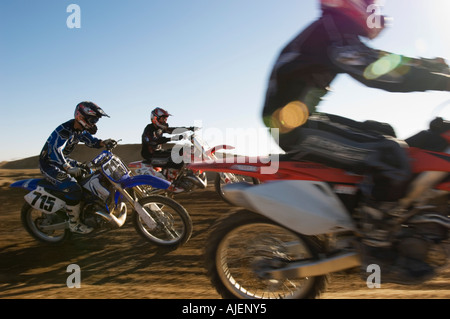 Motocross race in desert Stock Photo