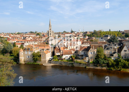 Panoramic view of Montmorillon from Notre Dame church, Vienne, France. Stock Photo