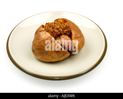 Jacket Potato with Sausage and Honey Mustard Stock Photo