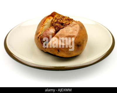 Jacket Potato with Sausage and Honey Mustard Stock Photo