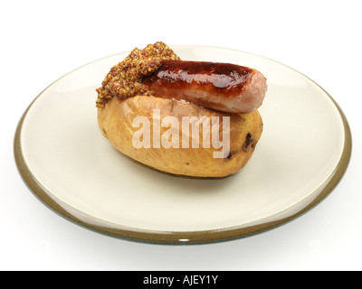 Jacket Potato with Sausage and Honey Mustard Stock Photo