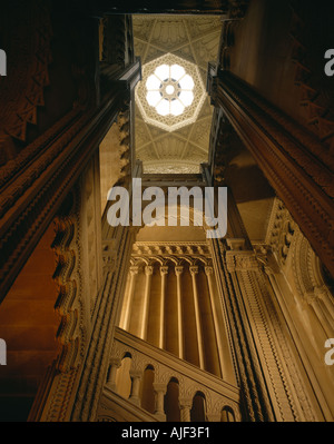 Looking up the Grand Staircase at Penrhyn Castle Gwynedd Wales Stock Photo