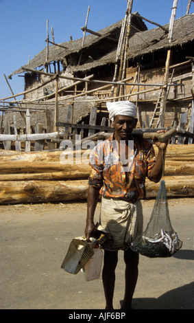 South India Life Local Caption Kerela Calicut Fisherman Stock Photo