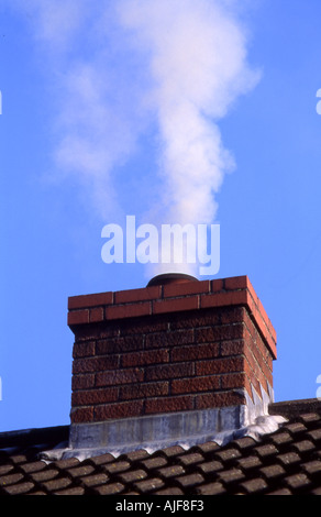 Smoking domestic chimney Stock Photo
