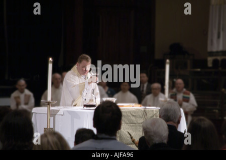 Priest Celebrating Catholic Mass Stock Photo