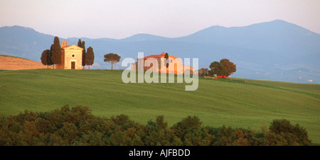 Tuscan buildings at sunset landscape Tuscany Italy Stock Photo