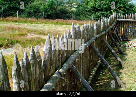 Ancient Defensive Wooden Palisade Fence Reconstruction Bornholm Denmark Stock Photo
