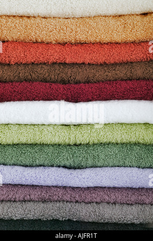 Towels on white background Studio shot Stock Photo