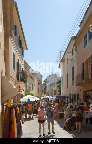 Tuesday Market in the Old Town, Alcudia, Mallorca, Spain Stock Photo