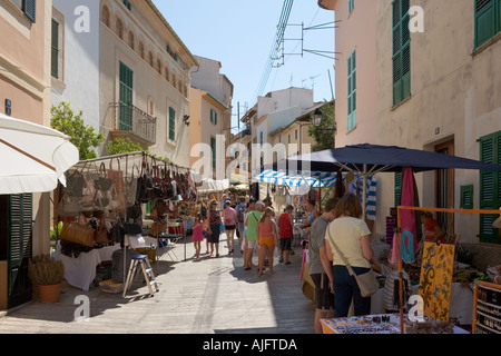 Tuesday Market in the Old Town, Alcudia, Mallorca, Spain Stock Photo