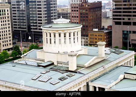 Aerial view of the Ohio Statehouse Capital building in Columbus OH Stock Photo