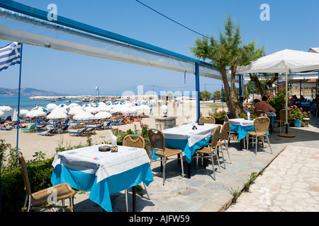 Beachfront Taverna, Alykanas, Zakynthos, Ionian Islands, Greece Stock Photo