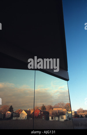 modern office building reflecting small New England town showing the contrast between traditional and contemporary Stock Photo