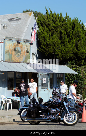 Bikers meet outside the Walker Cafe at Fermin Point in San Pedro California USA Stock Photo