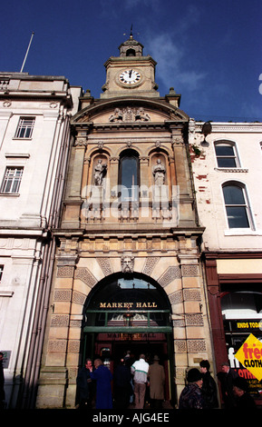 The Market Hall and clock tower in Hereford Stock Photo