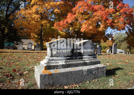 Riverside Cemetery during the autumn months Located in New Market New Hampshire USA which is part of scenic New England Stock Photo