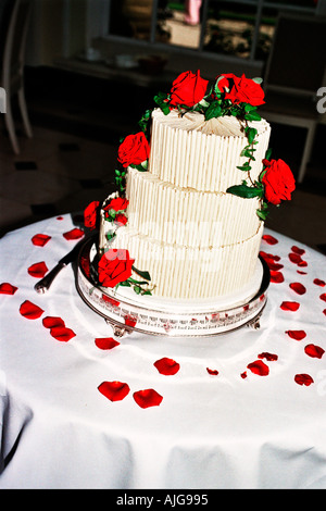 Three tier wedding cake Stock Photo