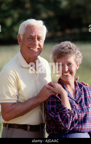 Outdoor portrait of a healthy and happy senior Retired couple Stock Photo