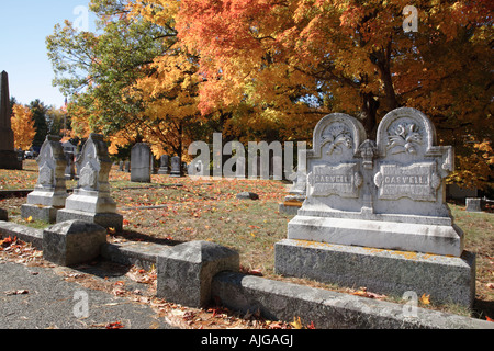 Riverside Cemetery during the autumn months Located in New Market New Hampshire USA which is part of scenic New England Stock Photo