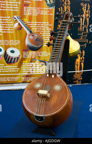 Veena, Stringed Wooden Musical Instrument of Indian Origin on display ...