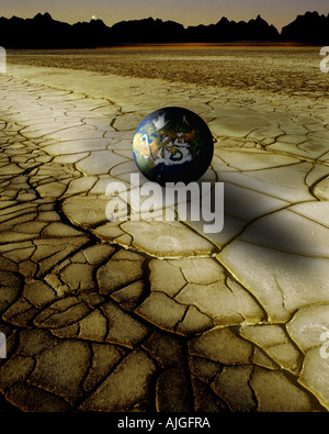DIGITAL CONCEPT:  Moonscape and Globe Stock Photo