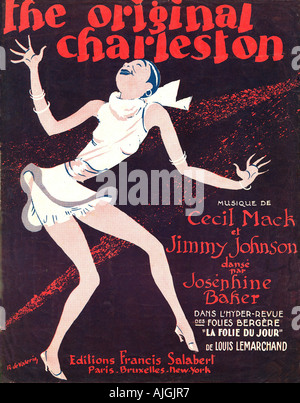 Original Charleston 1923 The legendary Josephine Baker on a music sheet cover for the Charleston dance Stock Photo