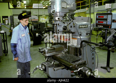 Vocational education Minority male high school students take training in Hydraulics Stock Photo