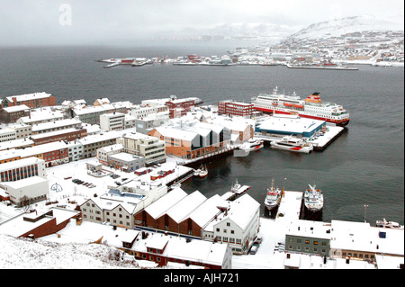 View of Hammerfest in the Finnmark province of Northern Norway Scandinavia Europe Stock Photo