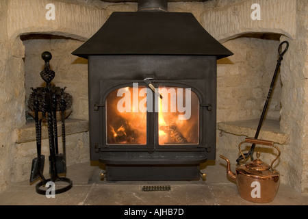 Clearview woodburner clean burning wood stove Cotswolds UK Stock Photo