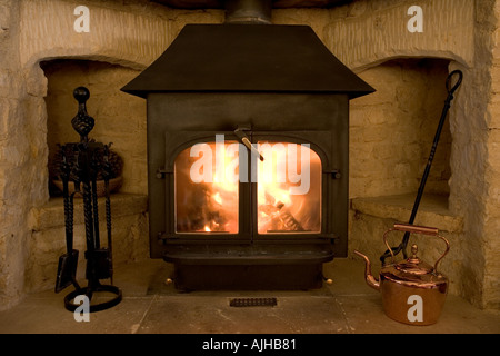 Clearview woodburner clean burning wood stove Cotswolds UK Stock Photo