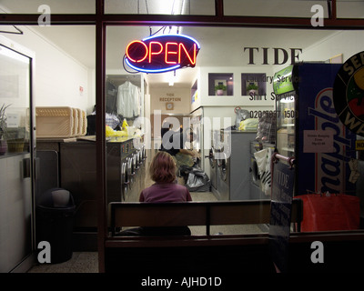 Laundromat on Kensington Church Street Kensington London England UK Stock Photo
